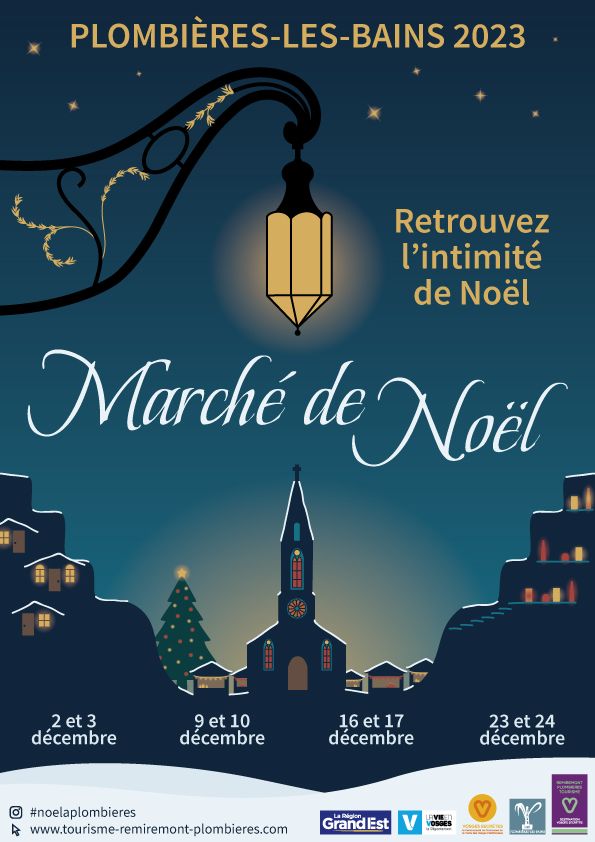 Affiche voor de kerstmarkt van Plombières-les-Bains 2023