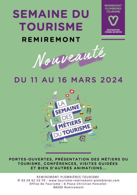 Flyer de la semaine du tourisme organisée par l'office de tourisme Remiremont Plombières dans les Vosges