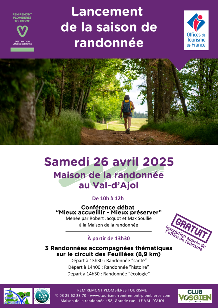 Poster for the launch of the hiking season in Val-d'Ajol on April 26, 2025