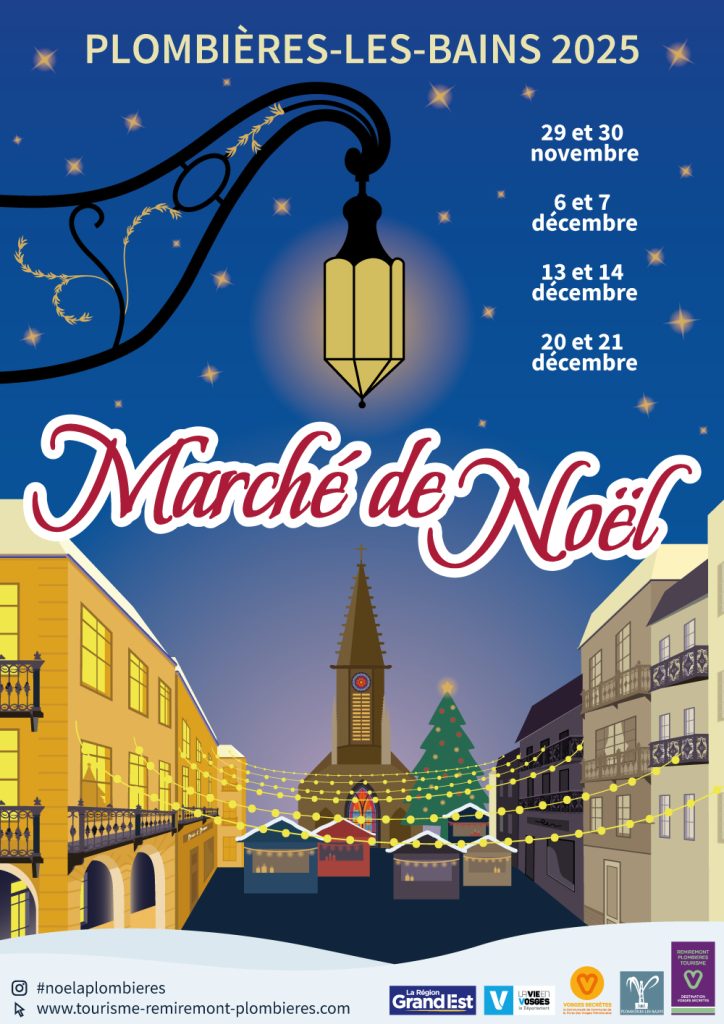 Affiche du marché de Noël 2025 à Plombières-les-Bains